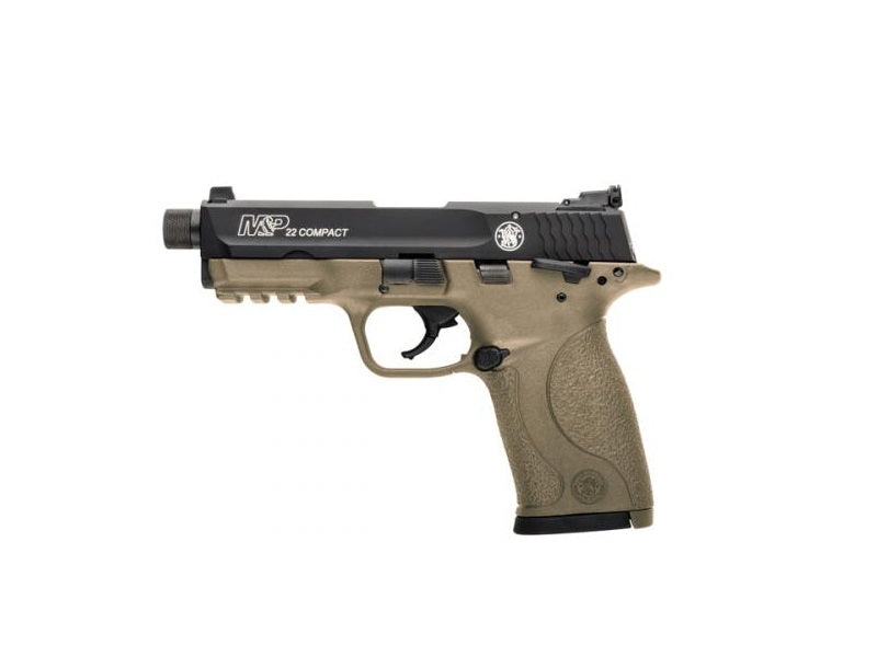 Smith & Wesson 10242 M&P Compact Frame 22 LR 10+1 3.60" Black Steel Threaded Barrel & Serrated Slide, Flat Dark Earth Cerakote Polymer Frame w/Picatinny Rail, Ambidextrous