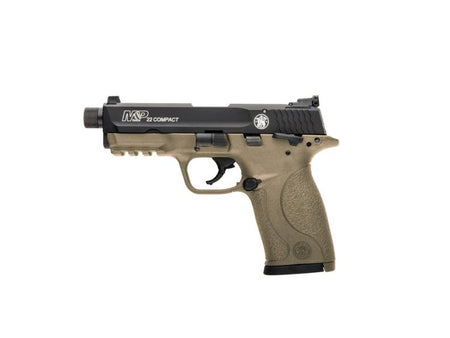 Smith & Wesson 10242 M&P Compact Frame 22 LR 10+1 3.60" Black Steel Threaded Barrel & Serrated Slide, Flat Dark Earth Cerakote Polymer Frame w/Picatinny Rail, Ambidextrous