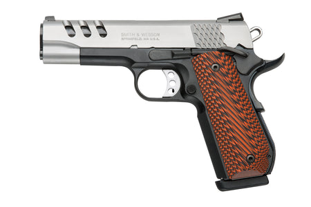 Smith & Wesson 170344 1911 Performance Center 45 ACP 4.25" Throated Barrel 8+1, Black Scandium Frame, Ported Matte Stainless Steel Slide, G10 Custom Wood Grip, Ambidextrous Safety
