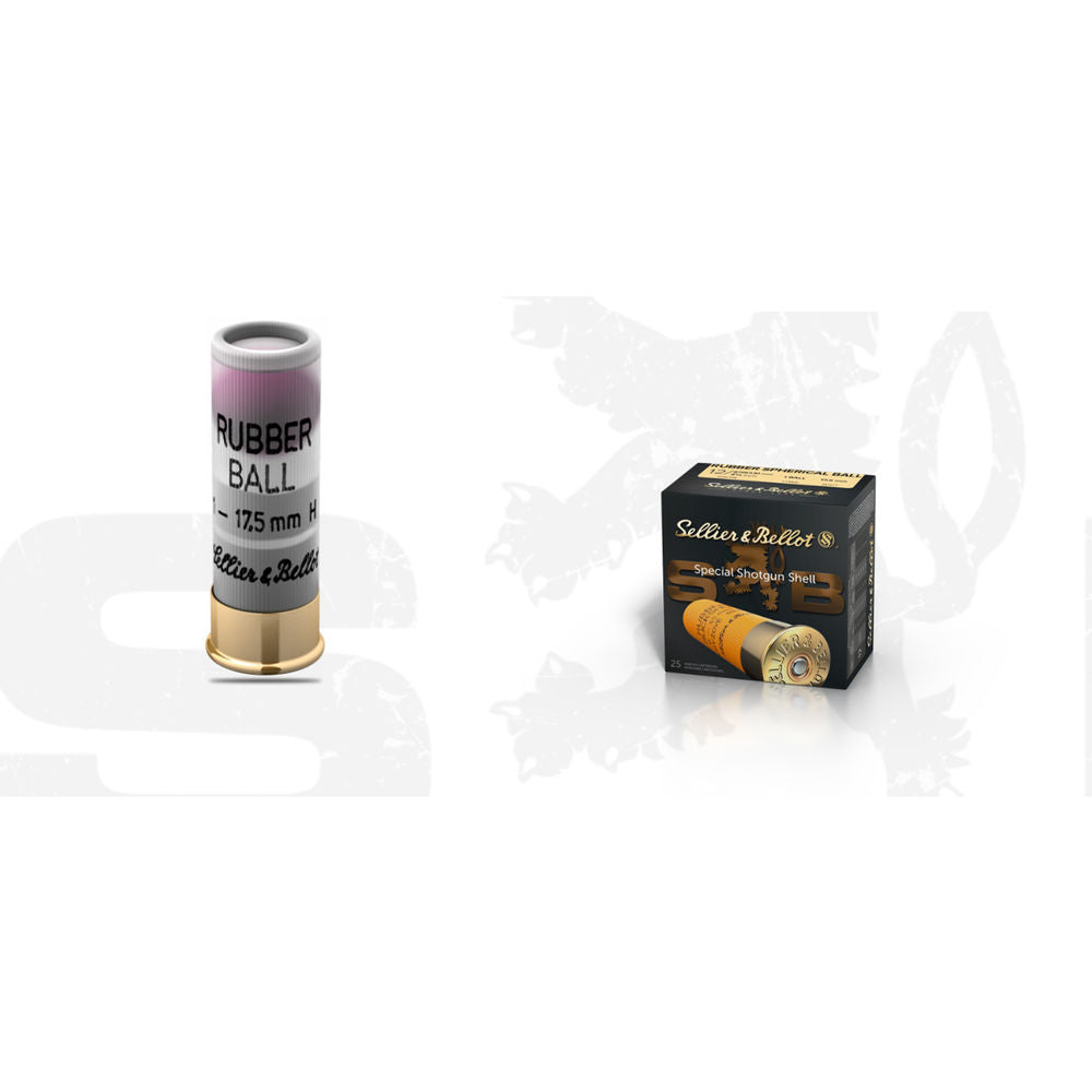 Sellier and Bellot Rubber Spherical Rubber Ball 1 BALL Shotgun Ammo 12 Gauge 2.75 in 1/8 oz Less Lethal