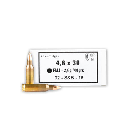 Sellier and Bellot Handgun 4.6X30mm HK 40 grain Full Metal Jacket ammunition
