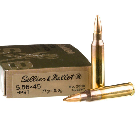 Sellier and Bellot Tactical 5.56x45mm NATO 77 grain Hollow Point Boat Tail ammunition