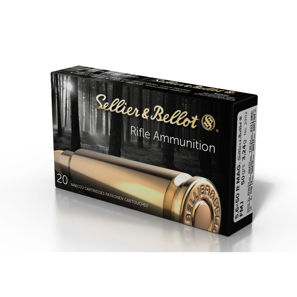 Sellier and Bellot Rifle 5.6x50mm Rimmed Mag 50 grain Full Metal Jacket ammunition