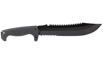 SOG Fusion Jungle Primitive Fixed Blade, Partially Serrated 9.5" Clip Point, Hardcased Finish, Black GRN Handle, Nylon Sheath Included