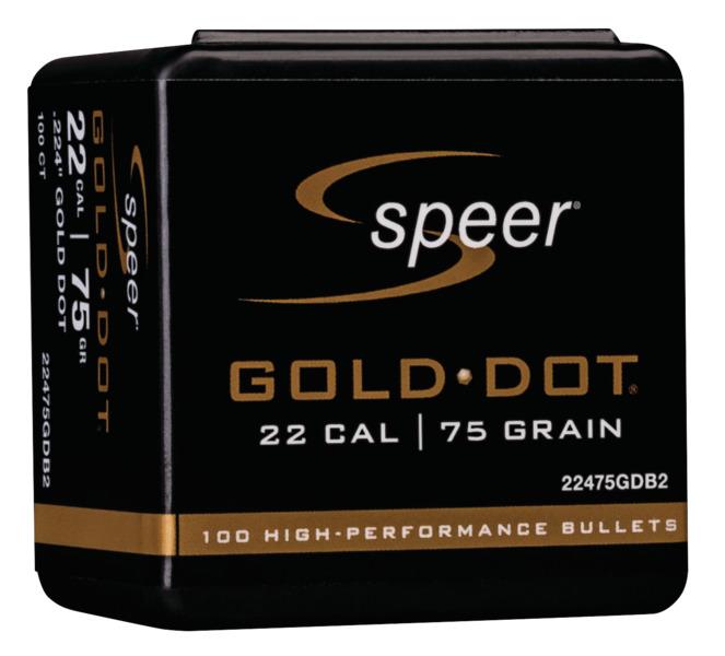 Speer Gold Dot Component Rifle Bullets .224 Cal 75gr SP 100/Box