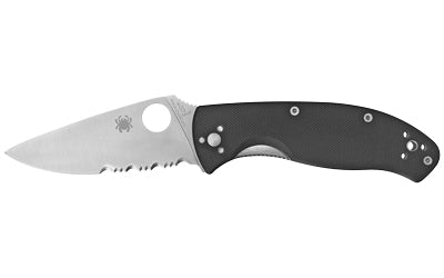 Spyderco Tenacious 8Cr13MoV Folding Knife 3.39" Partially Serrated Satin Black G-10 C122GPS