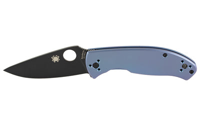 Spyderco Tenacious 3.35" 8Cr13MoV Blade Folding Knife Black Oxide Blue Titanium Handle R.I.L. Lock C122TIBLBKP
