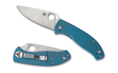 Spyderco Tenacious 3.35" 8Cr13MoV Blade Folding Knife Satin Finish Blue Titanium Handle R.I.L. Lock C122TIBLP