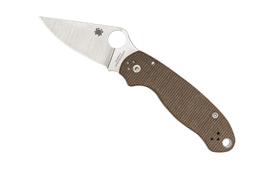 Spyderco Para 3, Folding Plain Edge Knife, CPM CRU-WEAR, Brown Canvas Micarta Handle, 2.92" Blade C223MPCW