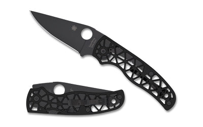 Spyderco Edgerati Black Aluminum Handle, 3.57" DLC CPM-S30V Plain Edge, Compression Lock C266BKALBKP