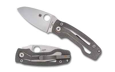 Spyderco PITS 2 SLIPIT Knife, M398 Stainless Blade, Gray Titanium Scales, Non-Locking Mechanism