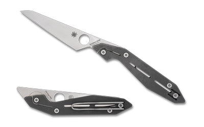 Spyderco NAND Slipit Folding Knife, M398 Steel Wharncliffe Blade, Gray Titanium Scales, Tip-Up Carry