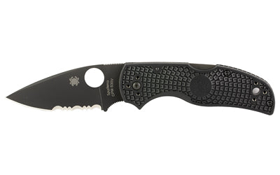 Spyderco Native 5 Lightweight Black Finish Folding Knife 2.95" Partial Serration C41PSBBK5