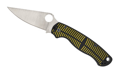 Spyderco Para Military 2 Salt, Folding Plain Edge Knife, CPM MagnaCut, Black/Yellow G10 Handle, 3.45" Blade C81GBKYLMCP2