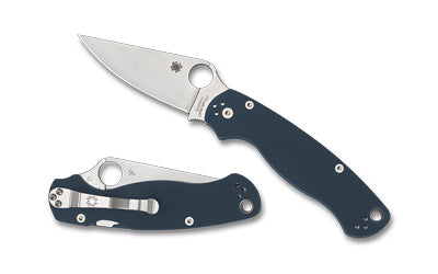 Spyderco Para Military 2, Folding Plain Edge Knife, CPM SPY27 Steel, Blue G10 Handle, 3.45" Blade C81GPCBL2