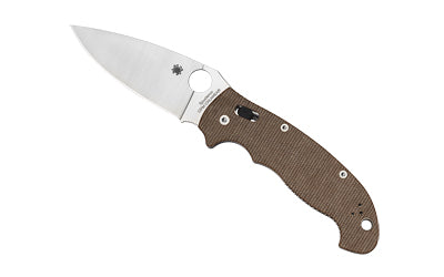 Spyderco Manix 2 XL, Folding Plain Edge Knife, CPM CRU-WEAR, Brown Canvas Micarta Handle, 3.85" Blade C95MPCW2