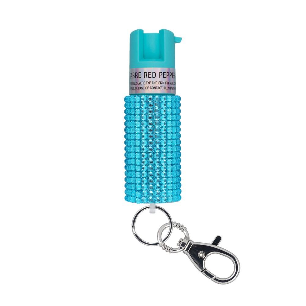 Sabre Jeweled Pepper Spray Teal with Snap-Clip Key Ring 25 Bursts