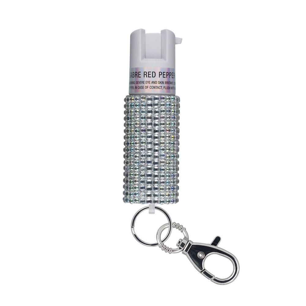 Sabre Jeweled Pepper Spray Silver with Snap-Clip Key Ring 25 Bursts
