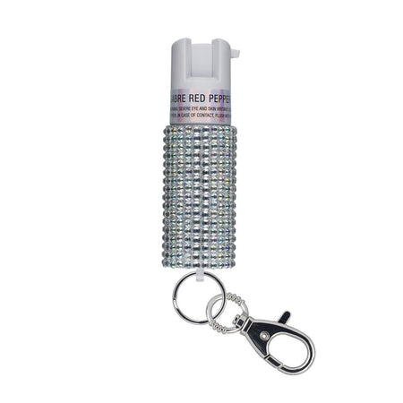 Sabre Jeweled Pepper Spray Silver with Snap-Clip Key Ring 25 Bursts