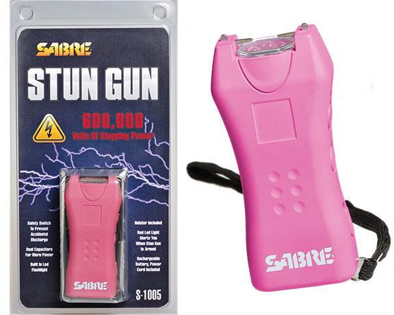 Sabre 600K Volt Compact Stun Gun with LED - Pink