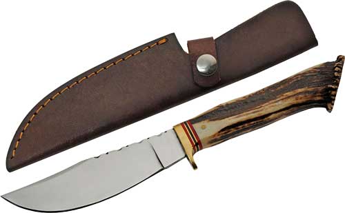 SZCO Steel Stag Series 5" Stag Hunter - Antler Handle Stainless Blade