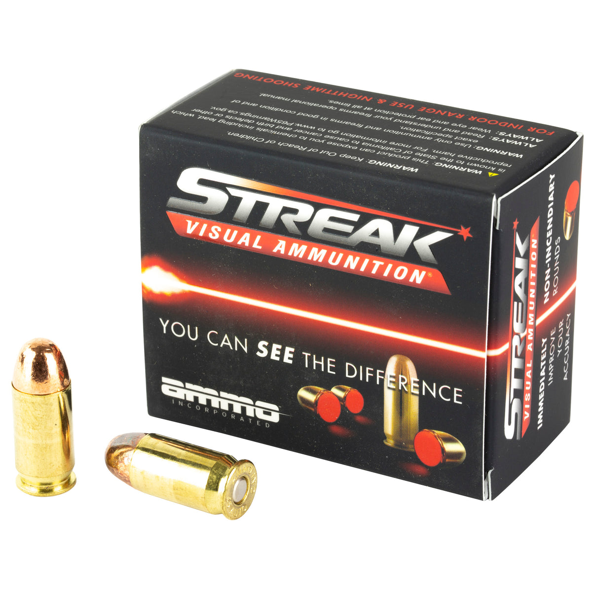 Streak Visual Ammunition Tracer .45 ACP/Auto 90 grain Total Metal Coating ammunition