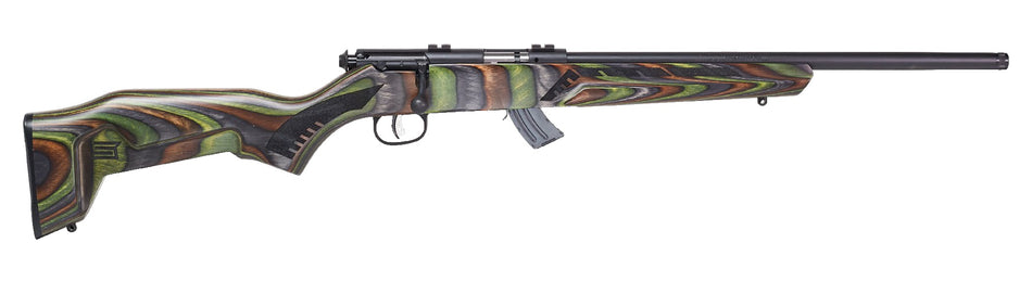 Savage Arms 26736 Mark II Minimalist Full Size 22 LR 10+1 18" Matte Black Threaded Barrel, Matte Black Drilled & Tapped Carbon Steel Receiver, Green Boyd's Minimalist Laminate Stock, Right Hand