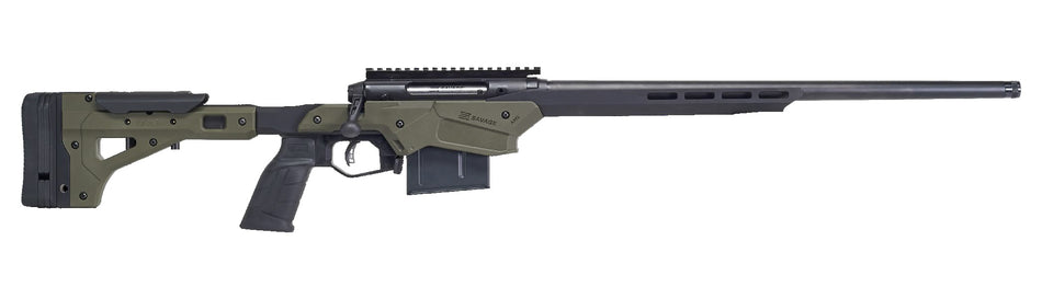 Savage Arms 57552 Axis II Precision 6.5 Creedmoor 10+1 22", Matte Black Barrel/Rec, OD Green Adjustable MDT Aluminum Chassis, Polymer Grip