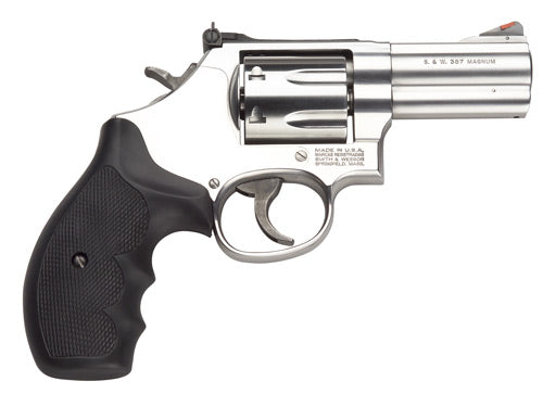 Smith & Wesson 164300 M686 Plus L-Frame 38 S&W Spl +P/357 Mag 7rd, 3" Satin Stainless Steel Barrel, Cylinder & Frame, Black Finger Groove Grip