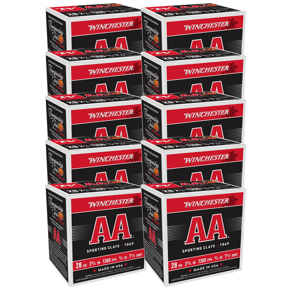 Winchester AA Supersport Sporting Clay Shotgun Ammo 28 Gauge 2.75 in 3/4 oz #7.5 1300 FPS