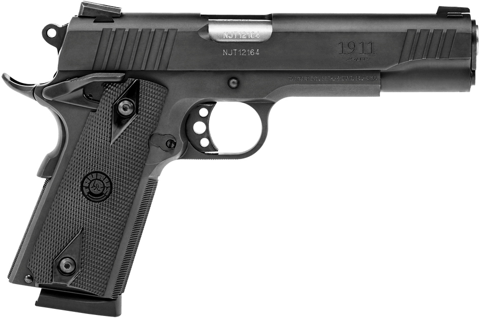 Taurus 1-191101FS 1911 Full Size 45 ACP 8+1 5" Matte Stainless Steel Barrel, Matte Black Serrated Steel Slide & Frame, Black Checkered Polymer Grip, Right Hand