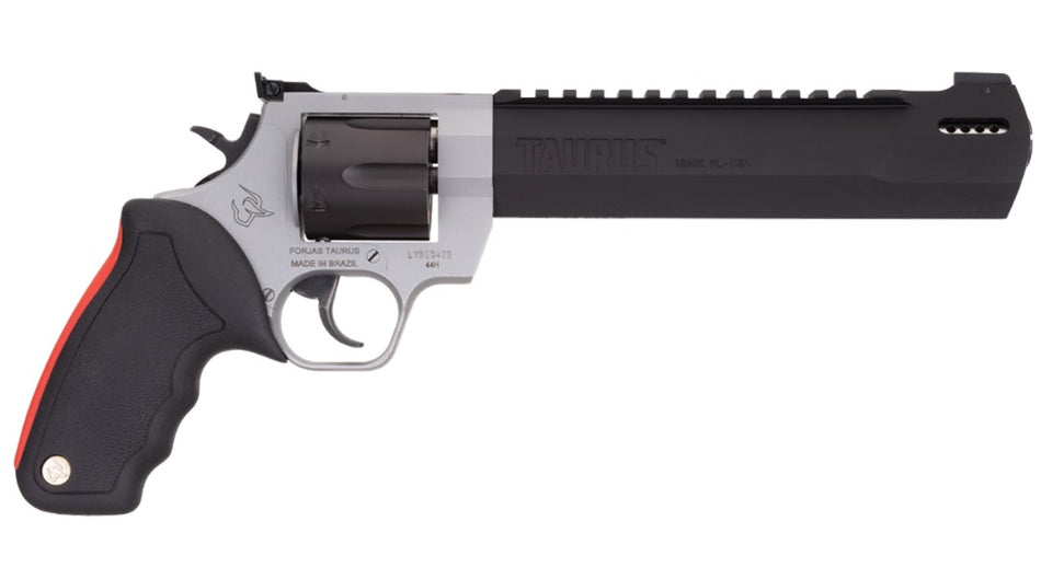 Taurus 2357085RH Raging Hunter 357 Mag 7rd 8.38" Matte Black Oxide Cylinder & Barrel Matte Stainless Steel Frame Black Rubber with Integrated Red Cushion Insert Grip