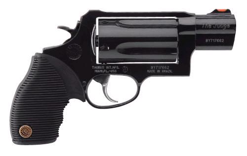 Taurus 2441031TC Judge Public Defender Small Frame 45 Colt (LC) 410 Bore 5rd 2" Matte Black Oxide Steel Barrel, Cylinder & Frame, Black Ribber Grip, Transfer Bar Safety, Exposed Hammer