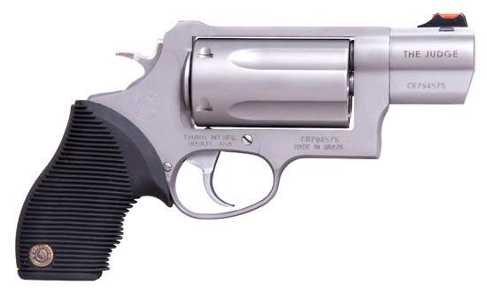 Taurus 2441039TC Judge Public Defender Small Frame 45 Colt (Long Colt)/ 410 Bore 5rd 2" Matte Stainless Steel Barrel, Cylinder & Frame, Black Ribber Grip, Transfer Bar Safety, Exposed Hammer
