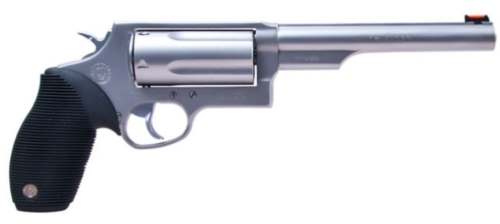Taurus 2441069MAG Judge Magnum Compact Frame 45 Colt (Long Colt)/410 Gauge 5rd 6.50" Matte Stainless Steel Barrel, Cylinder & Frame, Black Ribber Grip, Transfer Bar Safety, Exposed Hammer