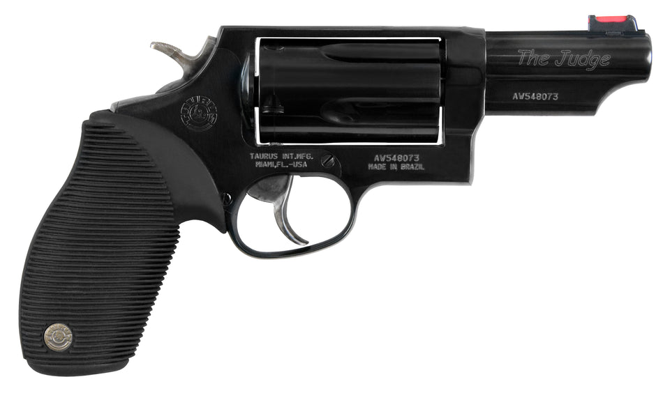 Taurus 2-441031T Judge Compact 45 Colt (Long Colt)/410 Bore 5 Shot 3" Matte Black Oxide Alloy Steel Barrel, Cylinder & Frame, Black Rubber Grip, Transfer Bar Safety, Exposed Hammer