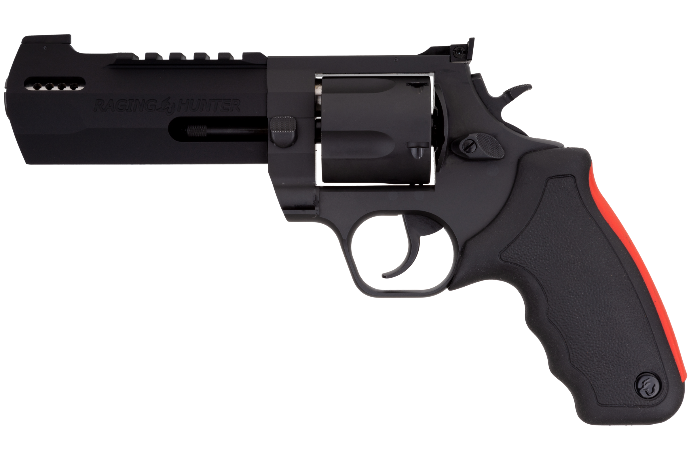 Taurus 2454051RH Raging Hunter 454 Casull 5rd 5.12" Matte Black Oxide Steel Black Rubber with Integrated Red Cushion Insert Grip