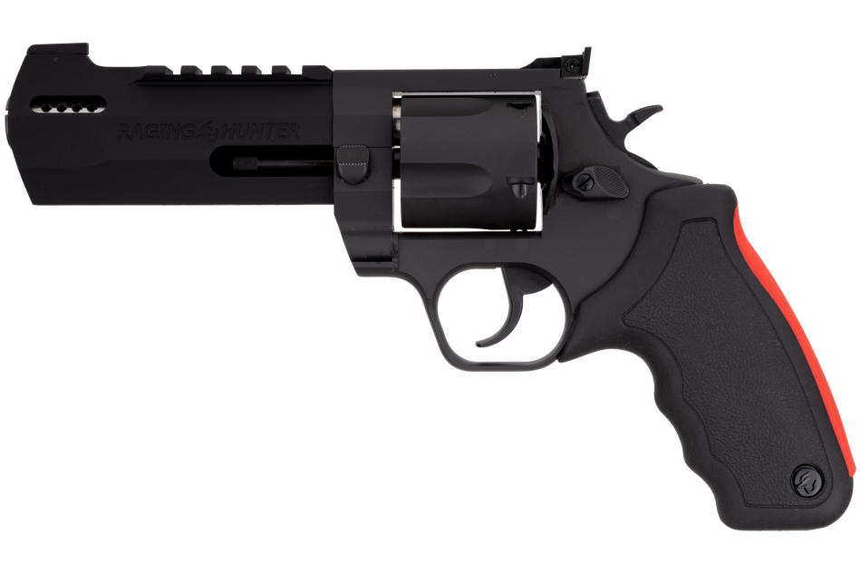 Taurus 2454051RH Raging Hunter 454 Casull 5rd 5.12" Matte Black Oxide Steel Black Rubber with Integrated Red Cushion Insert Grip