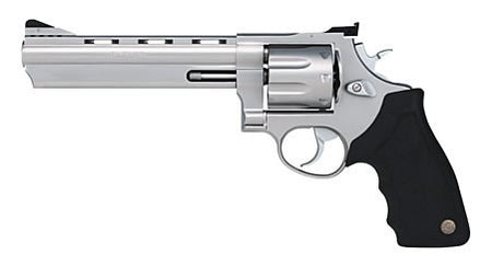 Taurus 2-608069 608 Large 357 Mag/38 Special +P 8 Shot 6.50" Matte Stainless Steel Ported Barrel, Cylinder & Frame, Black Finger Grooved Rubber Grip, Transfer Bar Safety, Exposed Hammer