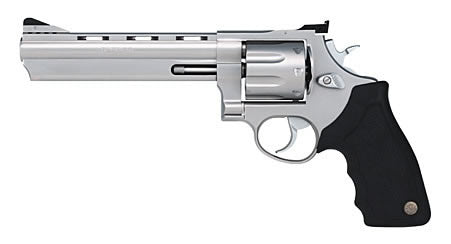 Taurus 2-608069 608 Large 357 Mag/38 Special +P 8 Shot 6.50" Matte Stainless Steel Ported Barrel, Cylinder & Frame, Black Finger Grooved Rubber Grip, Transfer Bar Safety, Exposed Hammer