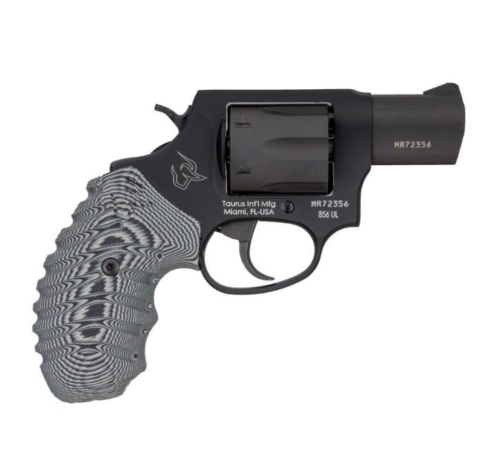 Taurus 2856021ULVZ13 856 Ultra-Lite 38 Special +P Caliber with 2" Matte Black Finish Barrel, 6rd Capacity Matte Black Finish Cylinder, Matte Black Anodized Finish Aluminum Frame & Gray VZ Cyclone Grip