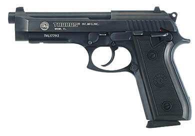 Taurus 1-920151-17 92 Full Size Frame 9mm Luger 17+1 5" Matte Black Stainless Steel Barrel, Serrated Steel Slide, Black Anodized Aluminum Frame w/Picatinny Rail, Black Rubber Grip, Right Hand
