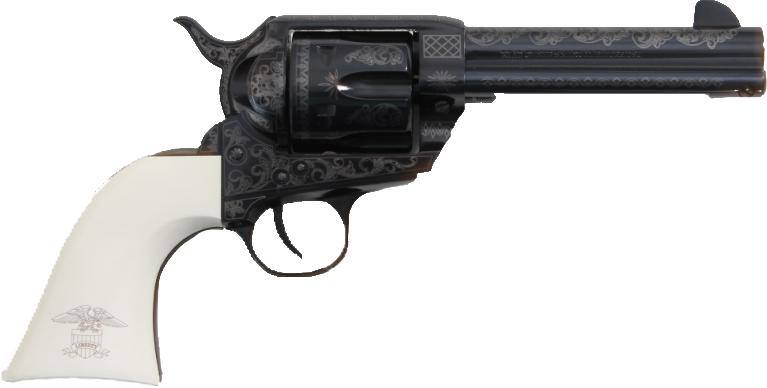 Traditions SAT73122LIB 1873 Liberty 45 Colt (LC) 6rd 4.75" Blued Engraved Steel White PVC Grip