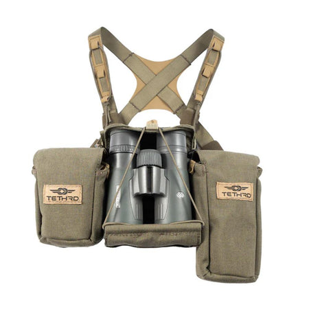 Tethrd Hybrid Bino Harness Adjustable with Rangefinder and Cell Phone Pouches