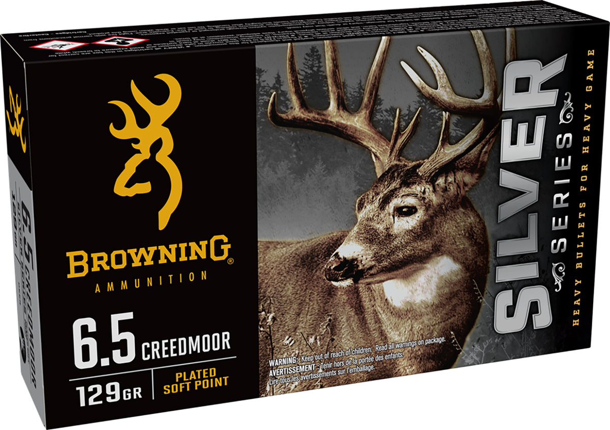Browning Silver Plated Soft Point 129 Grain 6.5mm Creedmoor 2277 ft lbs