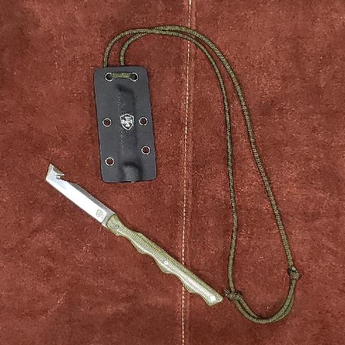 Templar EDC Neck Knife Powder D2 Tanto 2.46" Olive Drab Green