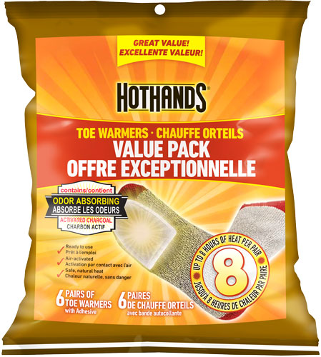 HotHands Toe Warmer 6 Pair Pack 8 Hour with Adhesive