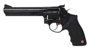 Taurus 2-660061 66 Medium 357 Mag/38 Special +P 7 Shot 6" Matte Black Oxide Alloy Steel Barrel, Cylinder & Frame, Black Finger Grooved Rubber Grip, Transfer Bar Safety, Exposed Hammer