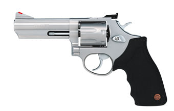 Taurus 2-660049 66 Medium 357 Mag/38 Special +P 7 Shot 4" Matte Stainless Steel Barrel, Cylinder & Frame, Black Finger Grooved Rubber Grip, Transfer Bar Safety, Exposed Hammer