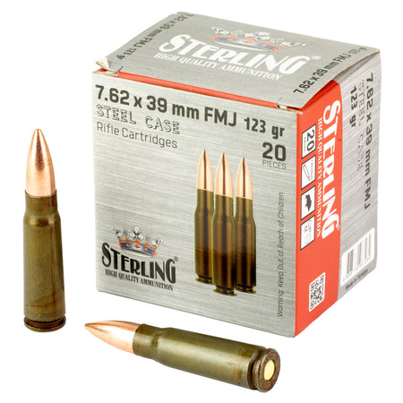 Sterling 7.62x39mm Ammunition Steel Case 123 Grain Full Metal Jacket